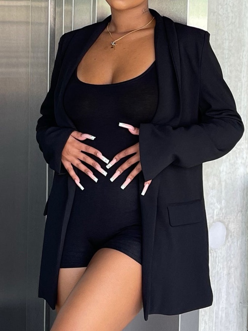 Fashion Nova Black Longline Blazer Jacket